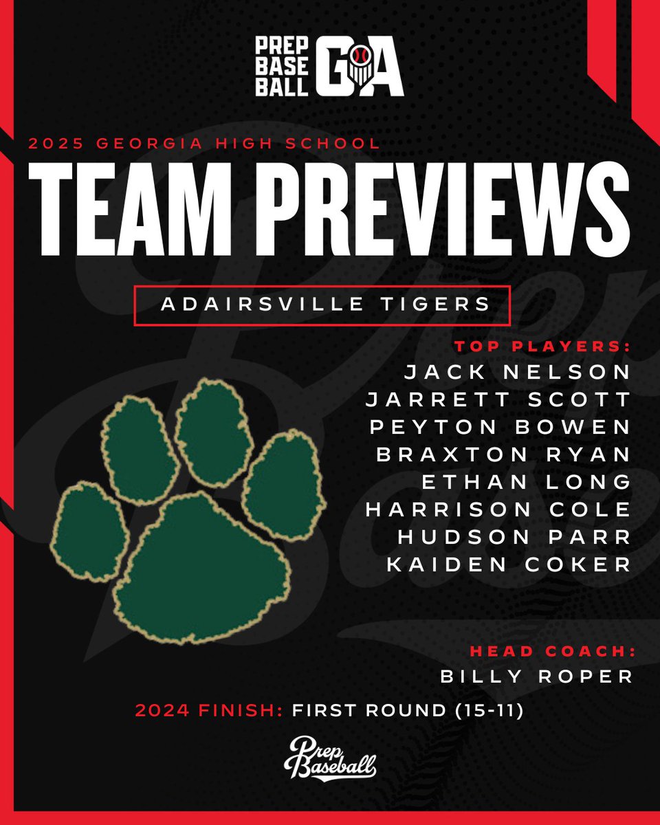 Prep Baseball Georgia (@prepbaseballga) on Twitter photo 𝟐𝟎𝟐𝟓 𝐆𝐞𝐨𝐫𝐠𝐢𝐚 𝐇𝐒 𝐓𝐞𝐚𝐦 𝐏𝐫𝐞𝐯𝐢𝐞𝐰 📝
𝑨𝒅𝒂𝒊𝒓𝒔𝒗𝒊𝒍𝒍𝒆 𝑻𝒊𝒈𝒆𝒓𝒔 🐯 (<a href="/AdairsvilleB/">Adairsville Baseball</a>)
+ The Tigers will be led by a strong senior class and experience on the mound.
Notable returners, team outlook, & more below. ⤵️
🔗 loom.ly/QgPtJYo 𝟐𝟎𝟐𝟓 𝐆𝐞𝐨𝐫𝐠𝐢𝐚 𝐇𝐒 𝐓𝐞𝐚𝐦 𝐏𝐫𝐞𝐯𝐢𝐞𝐰 📝
𝑨𝒅𝒂𝒊𝒓𝒔𝒗𝒊𝒍𝒍𝒆 𝑻𝒊𝒈𝒆𝒓𝒔 🐯 (<a href="/AdairsvilleB/">Adairsville Baseball</a>)
+ The Tigers will be led by a strong senior class and experience on the mound.
Notable returners, team outlook, & more below. ⤵️
🔗 loom.ly/QgPtJYo