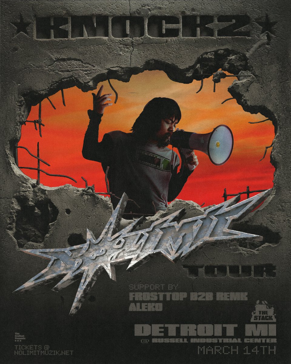 💥 SUPPORT ADDED 👉KNOCK2 "NO LIMIT TOUR"
w/ Frosttop b2b RemK / ALEKO

---

📅 Friday, March 14, 2025 at Russell Industrial Center
🎫 Get tickets and VIP @ thecrofoot.com