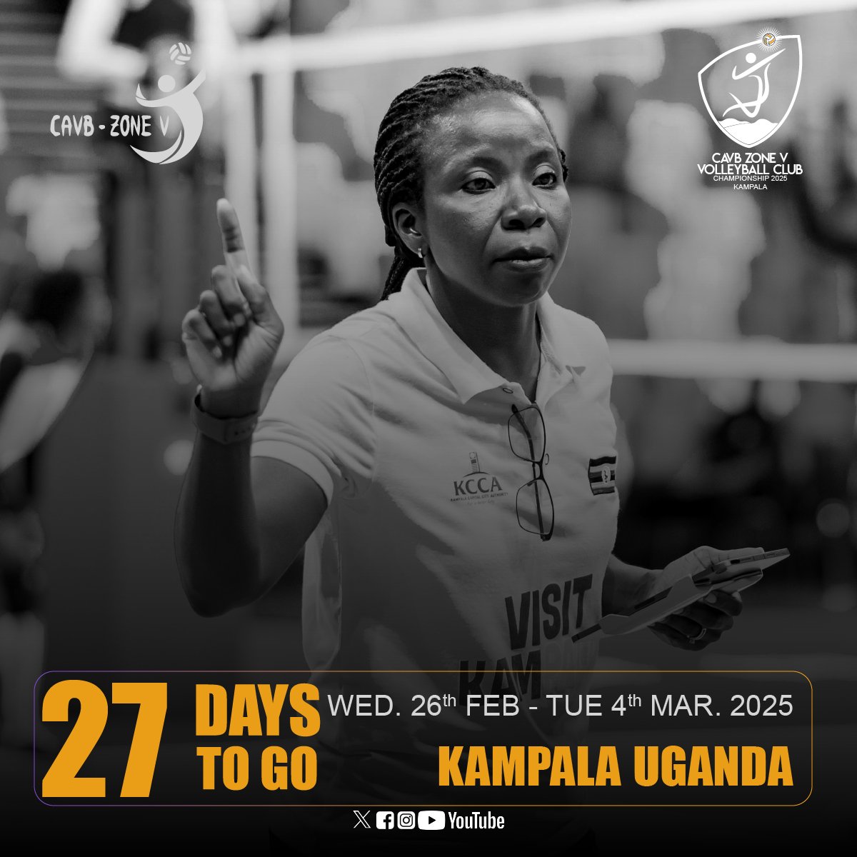 CAVBZoneV (@cavbzone5) on Twitter photo 27 Days to Go...
Africa's finest female Coach and FIVB instructor.
Who is she?
Africa Zone V Club Championship.
26th Feb. - 4th Mar. 2025
Lugogo Indoor Stadium - Kampala
<a href="/CAVBPress/">CAVB</a> <a href="/Ugvolley/">Volleyball Uganda</a> <a href="/KenyaVolley/">Kenya Volleyball Federation</a> <a href="/KCCAvolleyb/">KCCA VC-SQUAD</a> <a href="/Bdi_vollleyball/">Fédération Burundaise de Volleyball</a> <a href="/EVBFeg/">Egyptian Volleyball Federation</a> <a href="/supSOB/">Shilla Omuriwe Buyungo</a>
#Zone5Volleyball 27 Days to Go...
Africa's finest female Coach and FIVB instructor.
Who is she?
Africa Zone V Club Championship.
26th Feb. - 4th Mar. 2025
Lugogo Indoor Stadium - Kampala
<a href="/CAVBPress/">CAVB</a> <a href="/Ugvolley/">Volleyball Uganda</a> <a href="/KenyaVolley/">Kenya Volleyball Federation</a> <a href="/KCCAvolleyb/">KCCA VC-SQUAD</a> <a href="/Bdi_vollleyball/">Fédération Burundaise de Volleyball</a> <a href="/EVBFeg/">Egyptian Volleyball Federation</a> <a href="/supSOB/">Shilla Omuriwe Buyungo</a>
#Zone5Volleyball