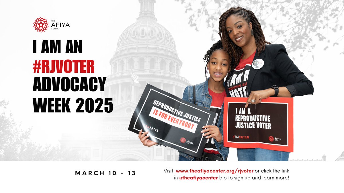 TheAfiyaCenter's tweet image. Black womxn & girls deserve better. Join Advocacy Week 2025 (March 10-13) & take action! Virtual & in-person trainings + Advocacy Day at the Capitol. Be part of the movement! Sign up now ⬇️ #RJMatters
docs.google.com/forms/d/e/1FAI…