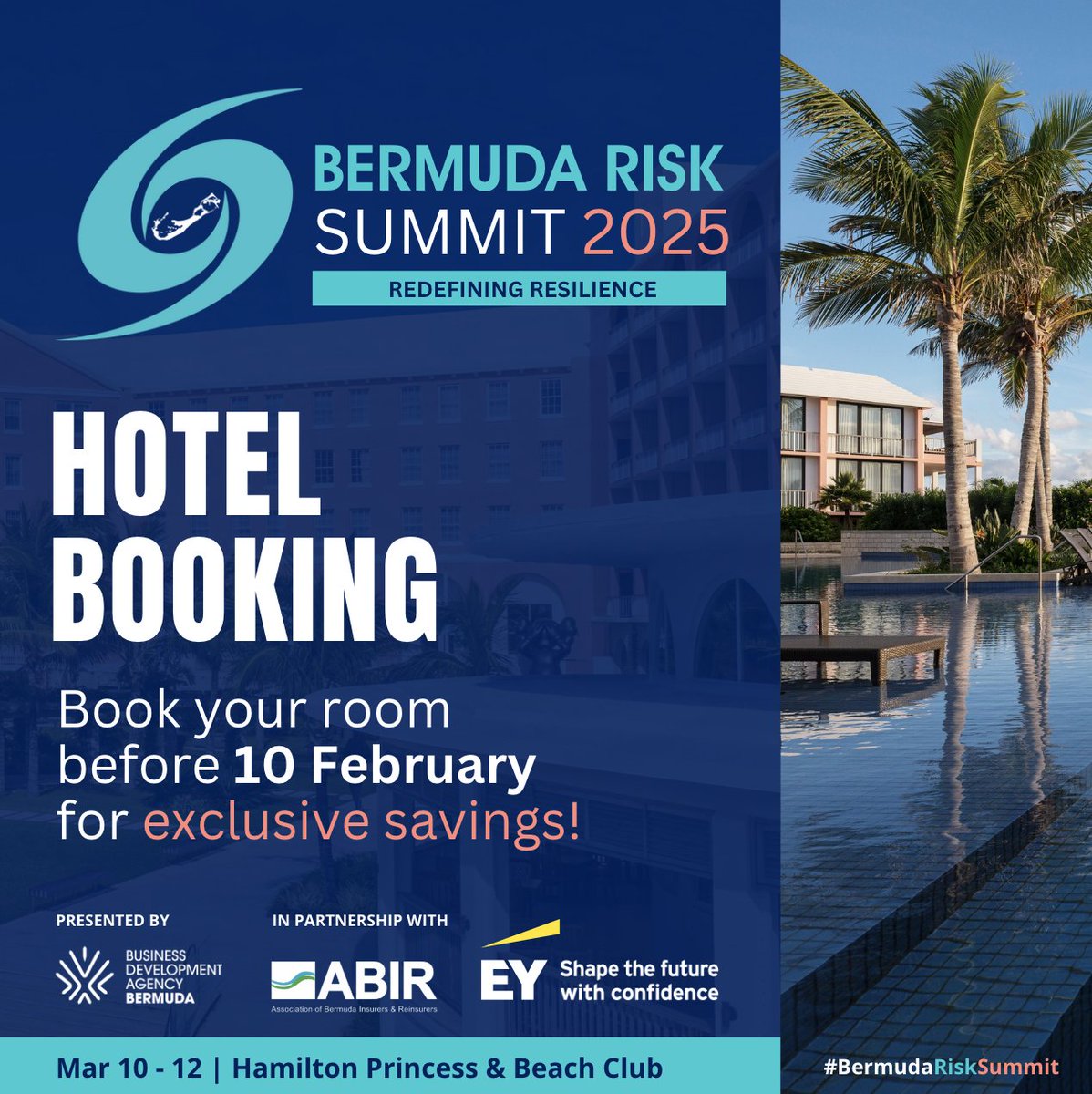 Planning to attend the Bermuda Risk Summit 2025? The event will be held at the iconic Hamilton Princess &amp; Beach Club—book your hotel stay by February 10 to unlock exclusive savings.
 
Reserve your room today: ow.ly/TnlY50UPHQQ