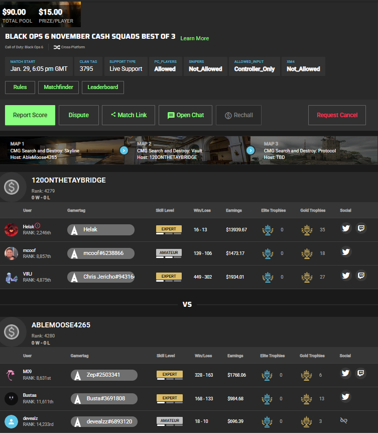 3v3 BO6 Chall w/ Helak Mcoof
vs
Devealz Busta Zep
twitch.tv/Vvirj