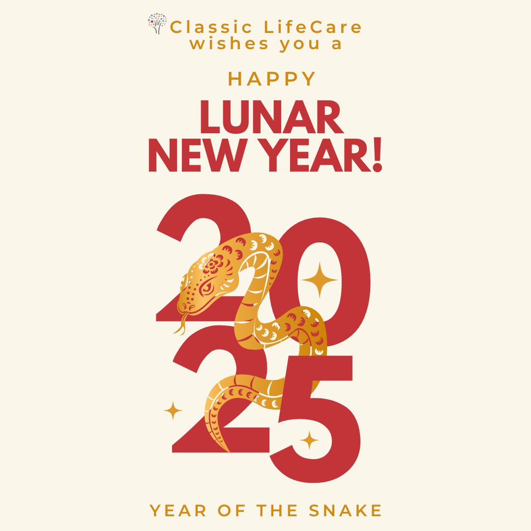ClassicLifeCare's tweet photo. Happy Lunar New Year!
Wishing you a year of wisdom, growth, and prosperity! May this new year bring health, happiness, and success to you and your loved ones. 

 #LunarNewYear #YearOfTheSnake #ClassicLifeCare https://t.co/H2hbHodQc6