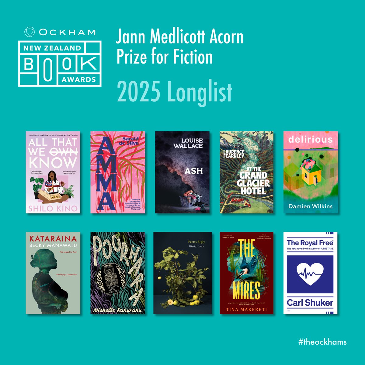 Ockham NZ Book Awards (@theockhams) on Twitter photo Let's hear it for the 2025 Jann Medlicott Acorn Prize for Fiction nominees! shorturl.at/pIWdD
<a href="/OtagoUniPress/">Otago University Press</a> <a href="/thwupbooks/">Te Herenga Waka University Press</a> <a href="/PenguinBooks_NZ/">Penguin Books NZ</a> <a href="/MakaroPress/">Mākaro Press</a> <a href="/ultimopress/">Ultimo Press</a> <a href="/Moapress/">Moa Press</a> #theockhams Let's hear it for the 2025 Jann Medlicott Acorn Prize for Fiction nominees! shorturl.at/pIWdD
<a href="/OtagoUniPress/">Otago University Press</a> <a href="/thwupbooks/">Te Herenga Waka University Press</a> <a href="/PenguinBooks_NZ/">Penguin Books NZ</a> <a href="/MakaroPress/">Mākaro Press</a> <a href="/ultimopress/">Ultimo Press</a> <a href="/Moapress/">Moa Press</a> #theockhams