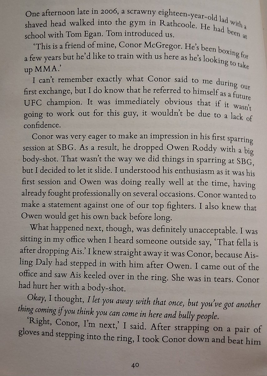 Page 40 of "Win or Learn" by John Kavanagh.

Conor McGregor's first Day 1 in MMA.

Worth a read.