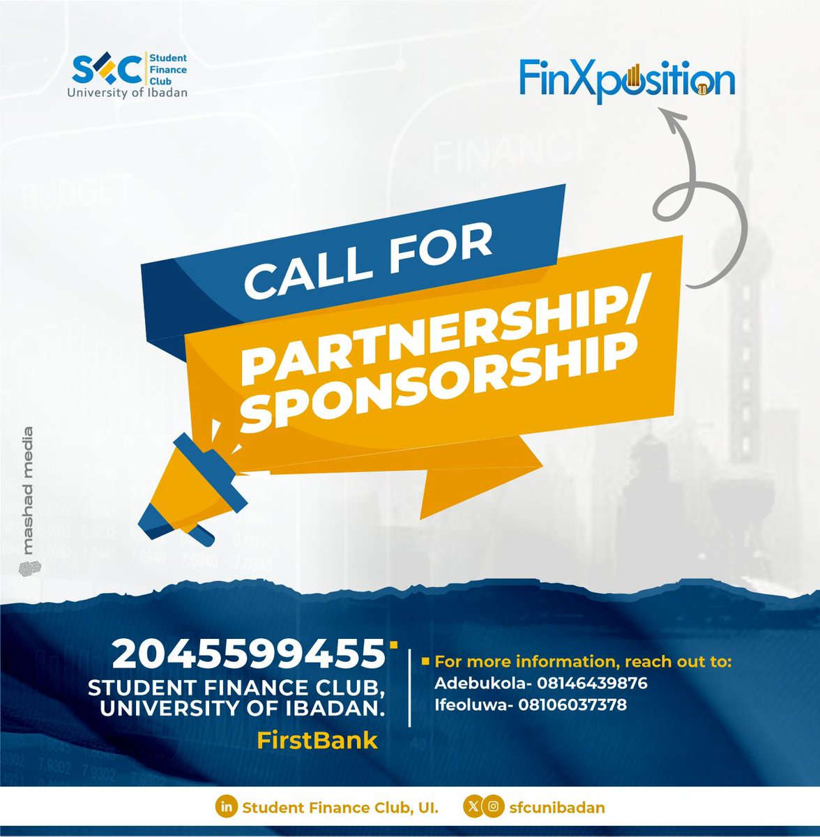 sfcunibadan's tweet image. Join SFC for 𝗙𝗜𝗡𝗫𝗣𝗢𝗦𝗜𝗧𝗜𝗢𝗡 3.0! Our conference aims to empower finance enthusiasts, and your support is key! Partner with us for exclusive recognition &amp;amp; networking opportunities. 

Reach out:
Ifeoluwa: +234 810 603 7378
Adebukola: +234 814 643 9876
#sfcui #finxposition
