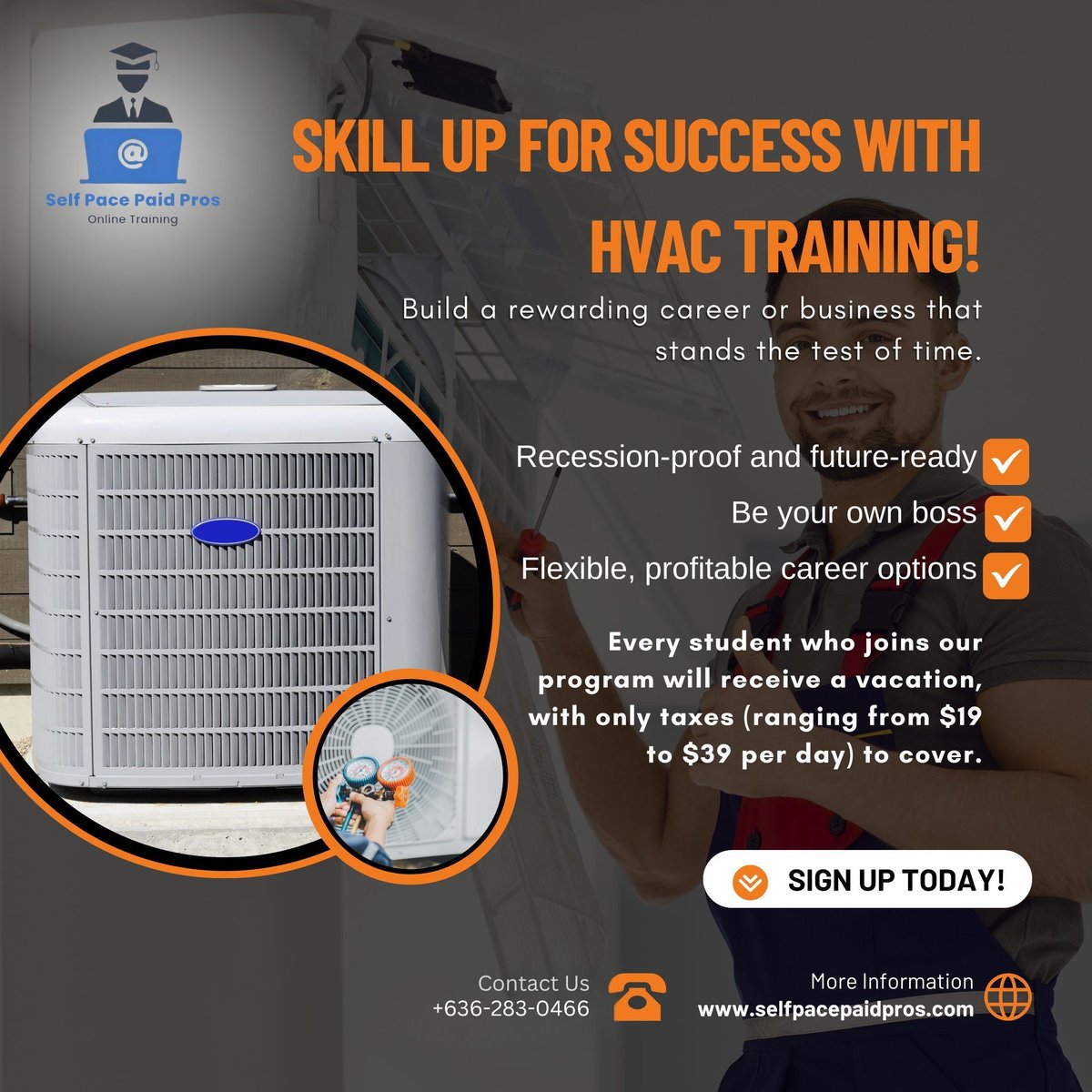 SelfPacePaidPro's tweet photo. 🛠️Skill Up for Success with HVAC Training!
Looking for a recession-proof career? 👀 Dream of being your own boss?💼HVAC training opens doors to a flexible and profitable future. 
👉Don’t wait https://t.co/MqUBzMxBaL to start your journey today!
#HVACTraining #SkillUp #CareerGoals https://t.co/EnjPoefaX8