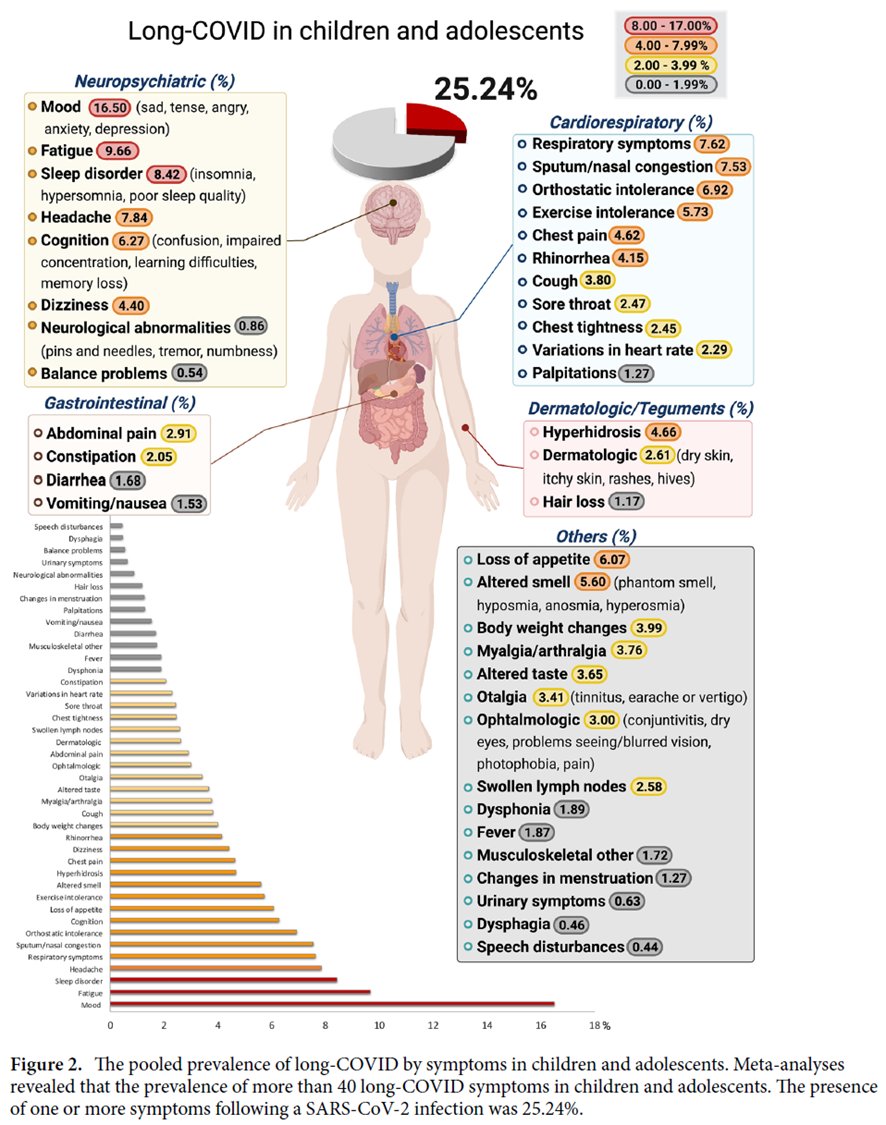 DaniBeckman's tweet image. 1 in every 4 kids will develop #LongCovid symptoms following Covid infection.
It is the result of an analysis of 8373 publications with a total of 80,071 children and adolescents.
Anyone denying this cannot be a Health Secretary anywhere. #LongCovidKids nature.com/articles/s4159…