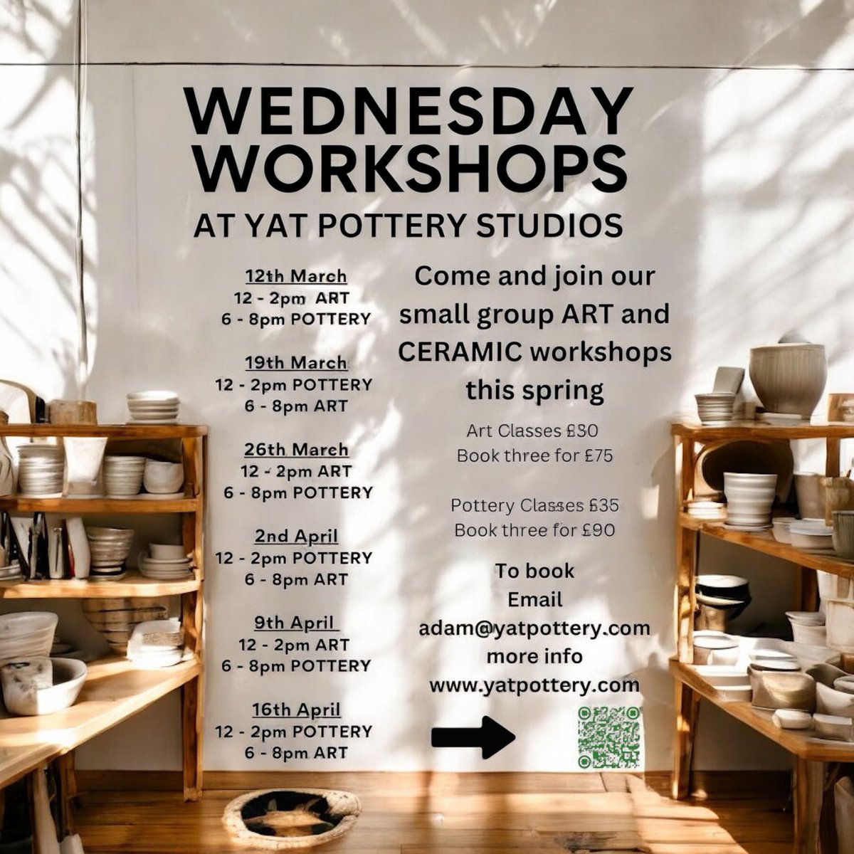 Our Wednesday Workshops start on 12th March. More details on our website.

yatpottery.com/wednesday-work…