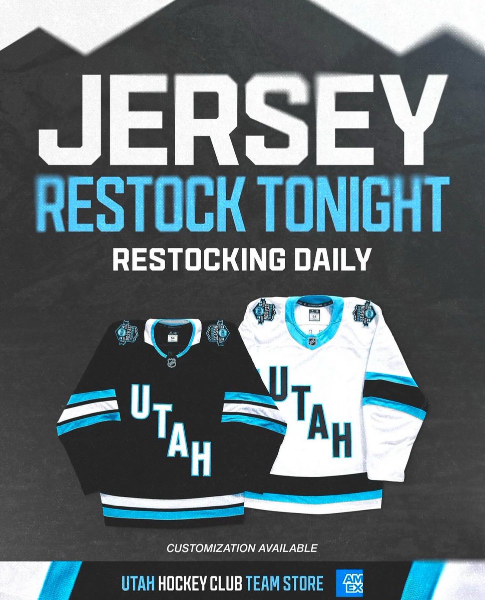 Blank home and road jerseys available in-store tonight! 

Customization will be open on the porch during the game:
$50 for a player name
$75 for a custom name 

Player jerseys to come later this week!