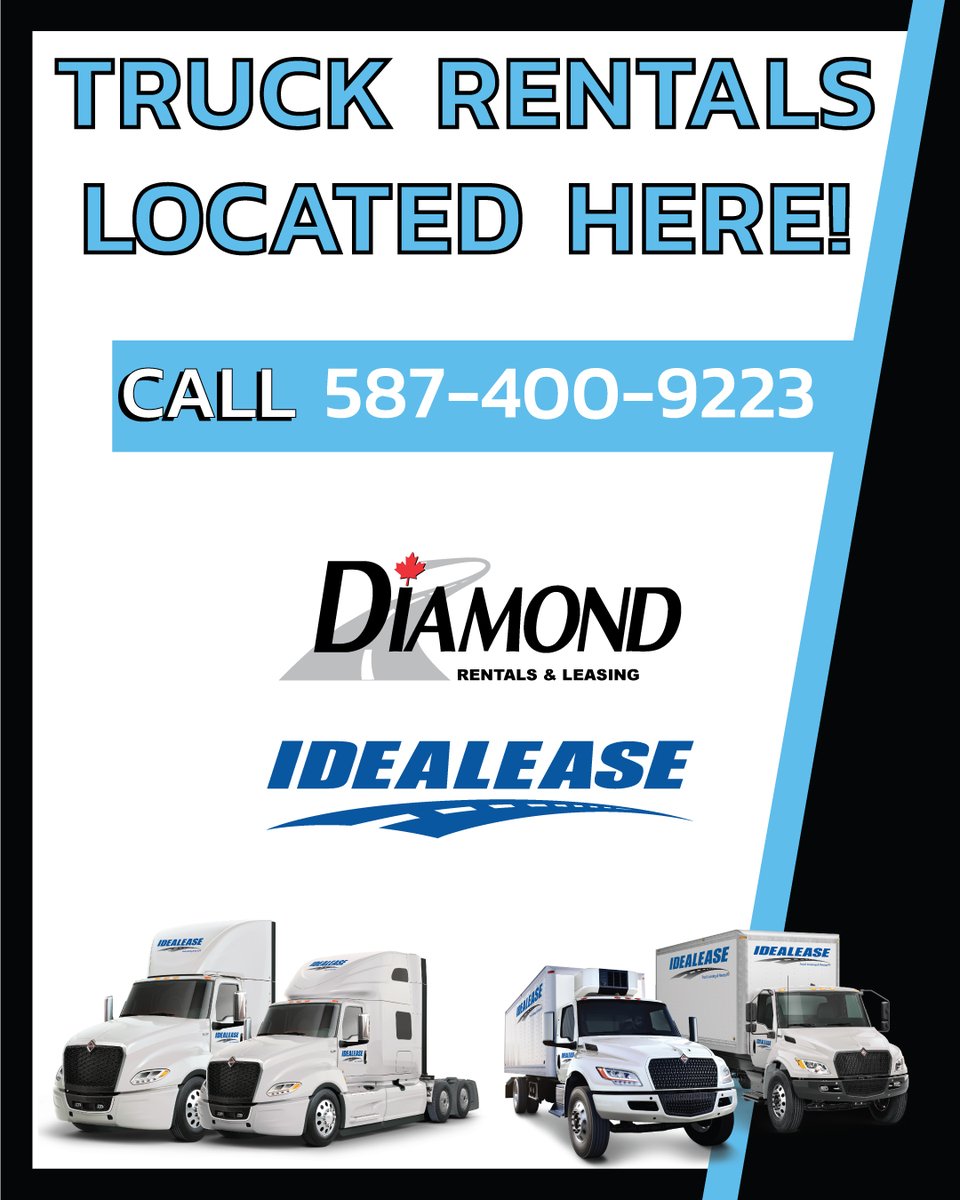 DiamondIntTrux's tweet image. Did you Know? We offer Truck Rentals through Idealease! 

Experience the Diamond Difference with your next rental! Call 587-400-9223 today!