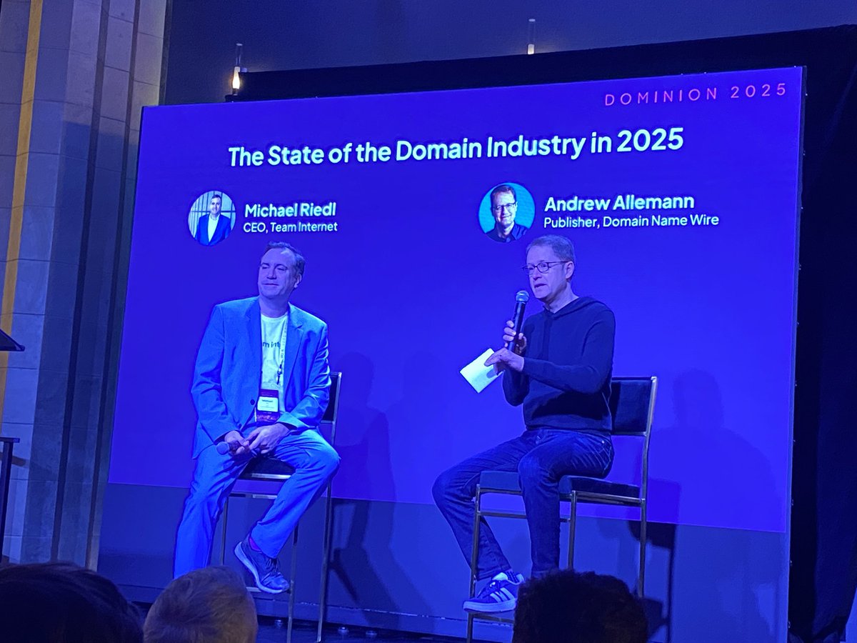 Really good conversation between <a href="/DomainNameWire/">DomainNameWire.com</a> and <a href="/_MichaelRiedl/">Michael Riedl</a> to kick off Dominion 2025.