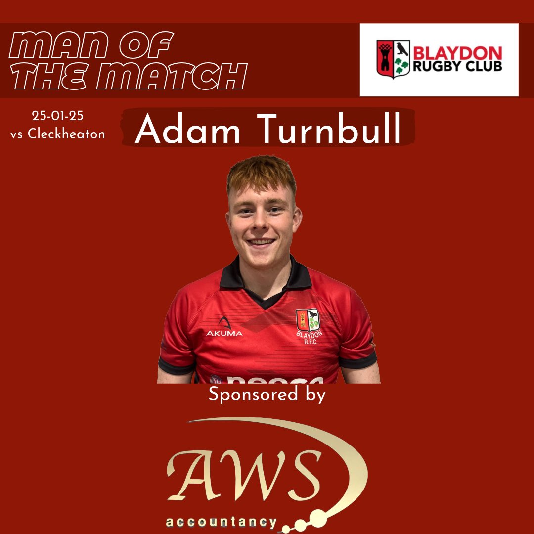 Congratulations to Adam Turnbull who received Saturdays Man of the match award after a splendid performance. 

Kindly sponsored by 
AWS Accountancy