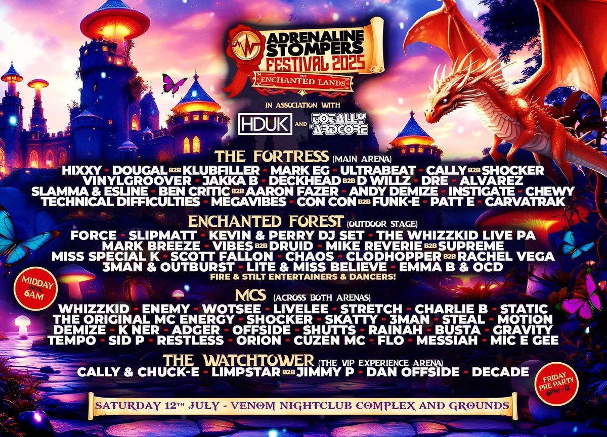 Adrenaline Stompers Festival 2025
Ft. HDUK &amp; Totally ‘ardcore
The Enchanted Lands 🍄🔥