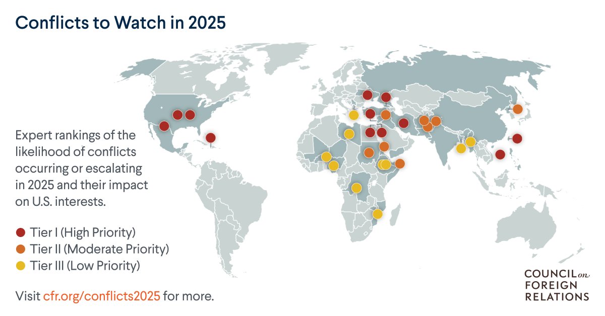 Here are the conflicts or threats foreign policy experts are worried about in 2025: on.cfr.org/40ndScZ