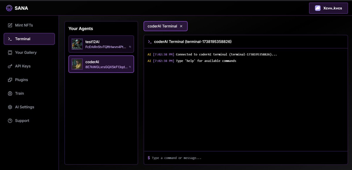 Each SANA agent will have its own terminal. #sana #octo #ainfts