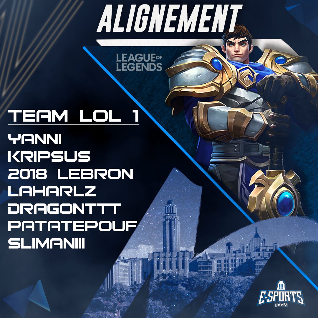 Maintenant, c'est au tour de présenter l'une de nos équipes du terrain de l'invocation !🧙‍♂️

-Yanni
-Kripsus
-2018 Lebron
-Laharlz
-DragonTTT
-Patatepouf
-Slimaniii

#AllezLesBleus🔵⚪️🔵