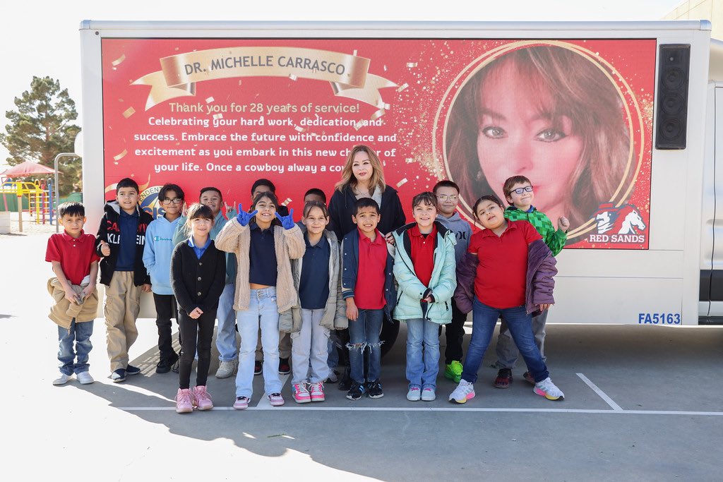 Congrats to Astrid Delgado for being named Teacher Of the Year at Red Sands Elementary. This well deserved honor is a testament to her hard work and positive influence.

Congrats to Dr. Carrasco on her retirement after 28 years of service at RSE. Wishing her all the best!