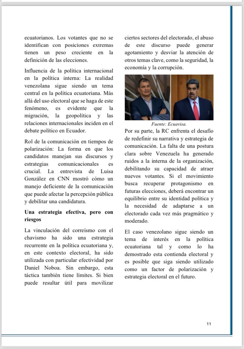 El caso venezolano ha sido un tema de interés en la política ecuatoriana y seguirá siendo utilizado como un factor de polarización y estrategia electoral en el futuro. Comparto mi colaboración para la Revista #PanoramaGlobal. Acá la edición completa 👇🏼👇🏼 surl.li/evggbf