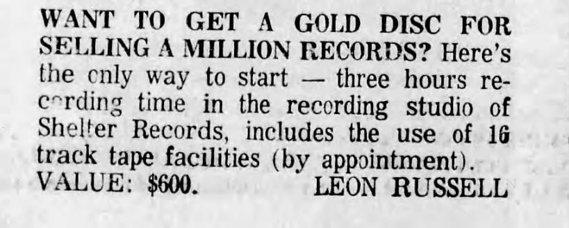 harwelden's tweet photo. Inflation has impacted everything except recording studio rental time. Check out this 1972 advertisement in the Tulsa World! #ShelterRecords #ChurchStudioArchive https://t.co/g0FghfAHPG