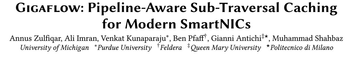 Muhammad Shahbaz (@msbaz2013) on Twitter photo From Longest Prefix Matching (LPM) to Longest Traversal Matching (LTM): Supercharging virtual switches with a Gigaflow cache. Congratulations to my student, <a href="/annus_zulfiqar/">Annus Zulfiqar</a>, and an all-star team, including <a href="/get_gianni_up/">Gianni Antichi</a> and <a href="/Ben_Pfaff/">Ben Pfaff @benpfaff.bsky.social @blp@framapiaf.org</a>, for our upcoming paper in ASPLOS '25! 🎉 From Longest Prefix Matching (LPM) to Longest Traversal Matching (LTM): Supercharging virtual switches with a Gigaflow cache. Congratulations to my student, <a href="/annus_zulfiqar/">Annus Zulfiqar</a>, and an all-star team, including <a href="/get_gianni_up/">Gianni Antichi</a> and <a href="/Ben_Pfaff/">Ben Pfaff @benpfaff.bsky.social @blp@framapiaf.org</a>, for our upcoming paper in ASPLOS '25! 🎉