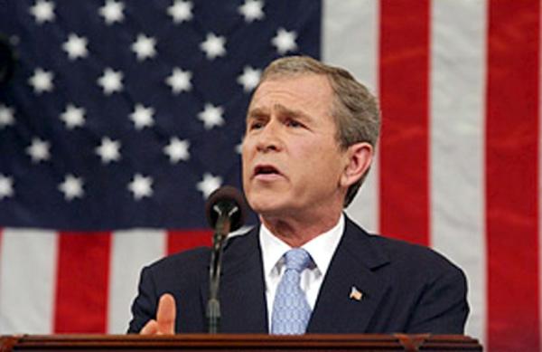 On January 29, 2002, President George W. Bush drew new dividing lines in geopolitics, using the phrase "axis of evil" to describe countries like Iran, Iraq, and North Korea and other "regimes that sponsor terror", in his first State of the Union.

📸:(Eric Draper/White House)