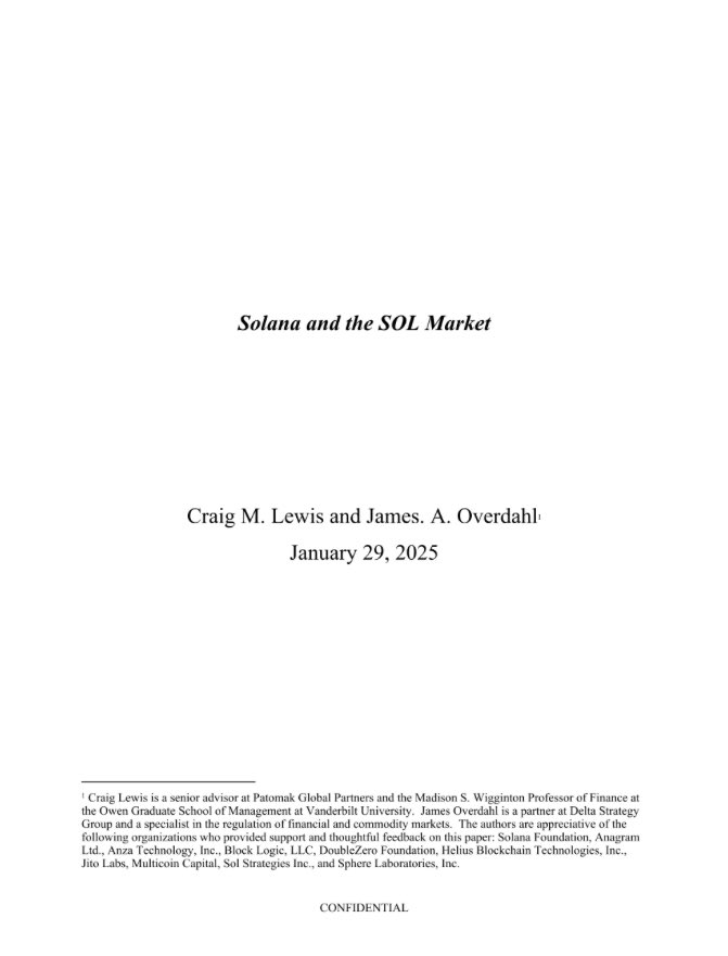 🚨 2 anciens économistes en chef de la SEC et de la CFTC publient une étude approfondie sur Solana.

Overdahl et Lewis soulignent ses avancées techniques, la façon dont elle surpasse les blockchains précédentes et son potentiel de marché mondial.