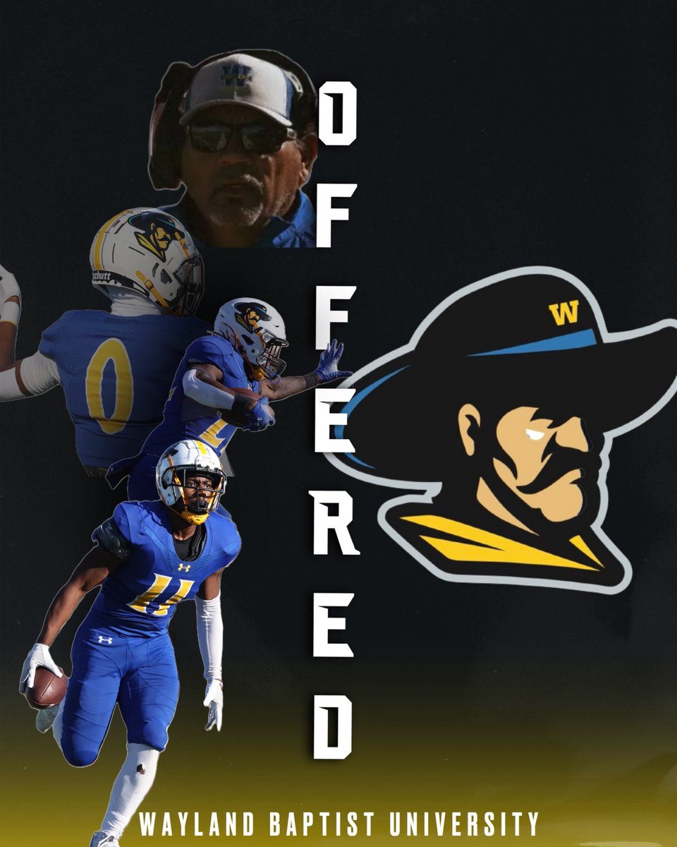 #AGTG After a great conversation with <a href="/CoachWalser/">Thomas Walser MSSA</a> I am blessed to receive an offer from <a href="/WBUFBRecruit/">Wayland Baptist Football Recruiting</a> 🙏🏾

<a href="/CoachRobertt/">Robert Hayes Jr.</a> <a href="/23Plez/">Plez Atkins</a> <a href="/HornJagsRecruit/">Horn Jags Football</a> <a href="/tajakaha/">Larry Wheeler</a>