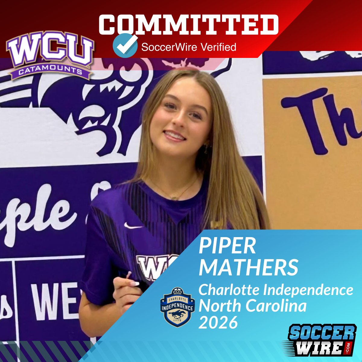 TheSoccerWire's tweet photo. Big additions for @NUWSoccer, @TroyTrojansWSOC, @catamountsoccer, and @SFA_Soccer with these exciting Class of 2026 verbals coming out of California, South Carolina, North Carolina, and Virginia youth clubs. https://t.co/LDY0kQvqor