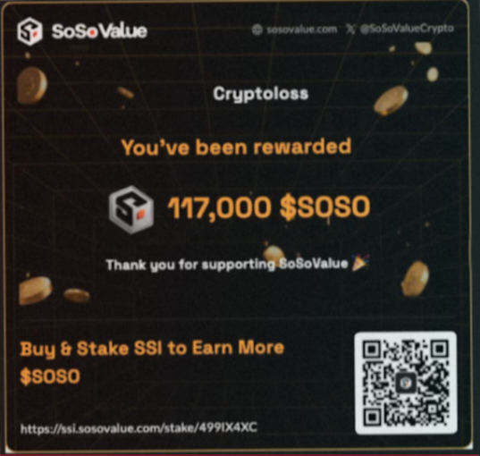 🎉 Big News! 🔥 Your $SoSoValue S1 Airdrop is ready to check!

🚀 Don’t miss the upcoming $SOSO airdrop!
👉 ssi.sosovaiue.io
📅 Listing Date: January 24, 3:30 PM IST
📊 Available on Bybit, Mexc &amp; more…

💰 S2 is now live – Everyone is welcome to join!