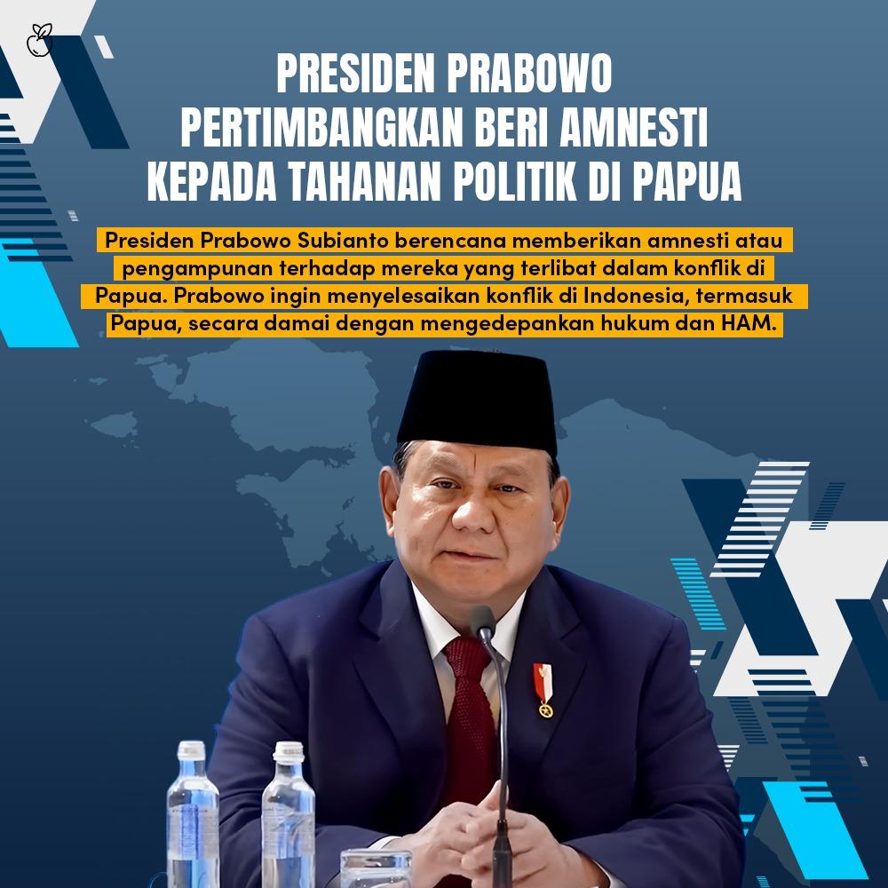 Presiden Prabowo tengah mempertimbangkan untuk memberi amnesti kepada orang-orang atau kelompok pro-kemerdekaan Papua. Upaya ini disebut sebagai salah-satu penyelesaian konflik di wilayah tersebut.

Arsenal Man City Saka Barca Madrid Manchester City Atalanta