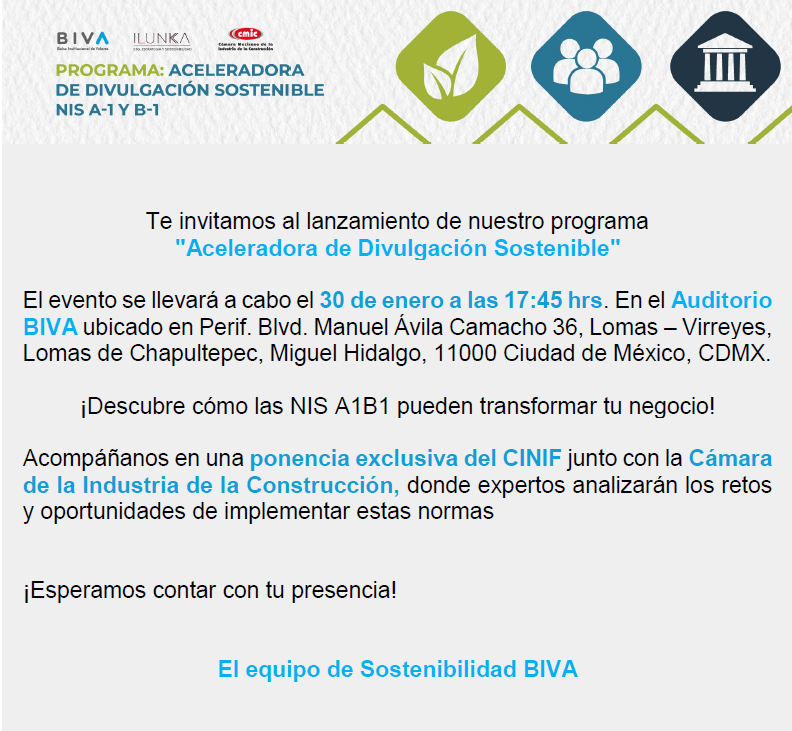 Ambiente_CMIC's tweet photo. 👉Confirmar tu asistencia https://t.co/pLCbNqyUjR

💻Si no puedes acompañarnos de manera presencial, el evento será transmitido en vivo a través del siguiente enlace de zoom:
https://t.co/p5TPjwoQGa

@cmicnacional @BIVAMX @66mrjacs19 https://t.co/EFFyBm72MK