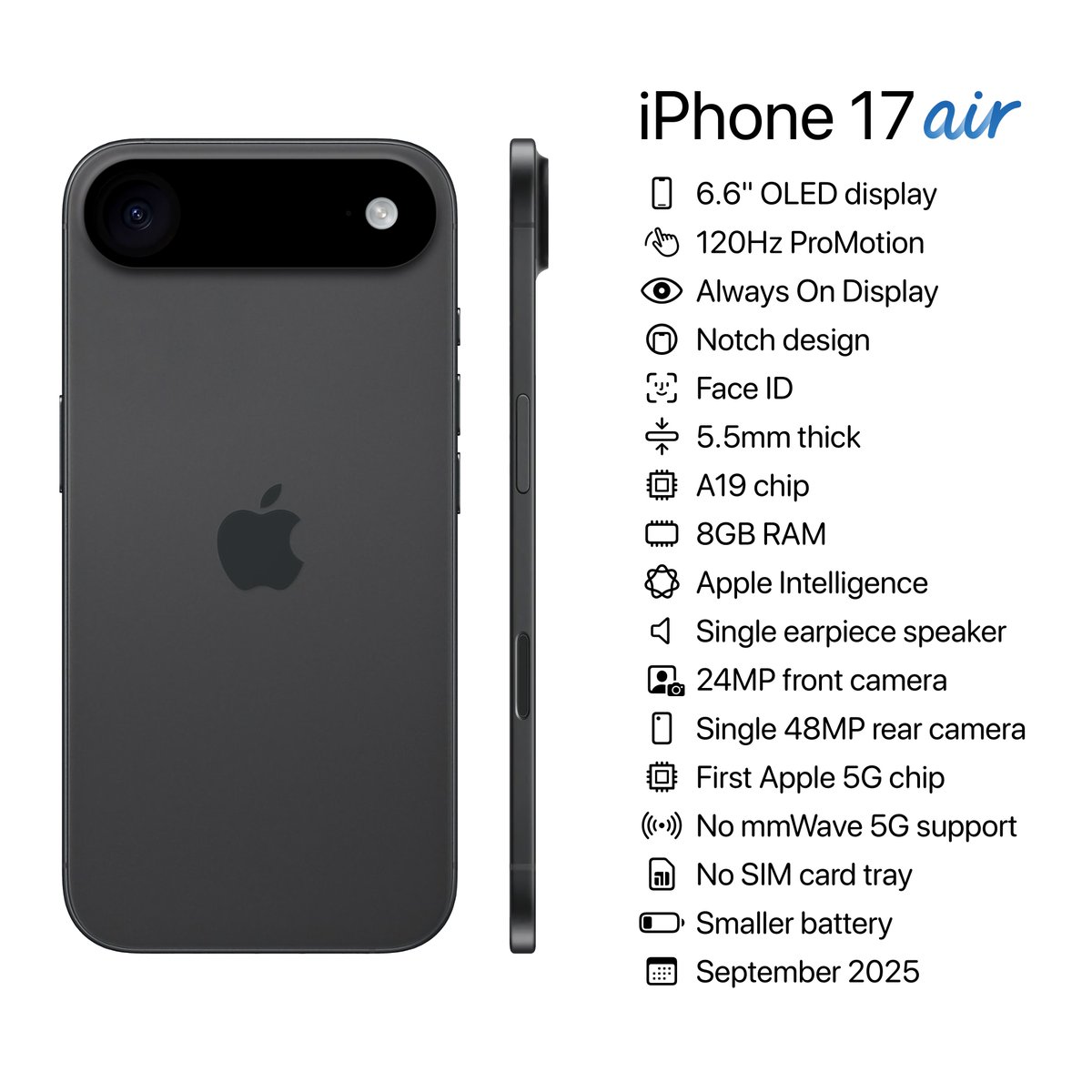 theapplehub's tweet photo. Everything we know about the upcoming iPhone 17 'Air' 

Would you buy one? https://t.co/GlQa4ZLW2t