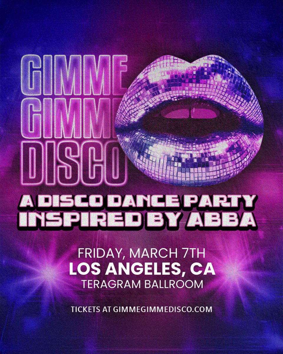 Calling all Dancing Queens🪩 ✨ Gimme Gimme Disco is bringing the sound of the 70s to the Teragram Ballroom on March 7th. Don’t miss out—secure your tickets now and let’s groove! 🎤🪩 [link in bio] <a href="/gimmegimmedisco/">Gimme Gimme Disco</a>
