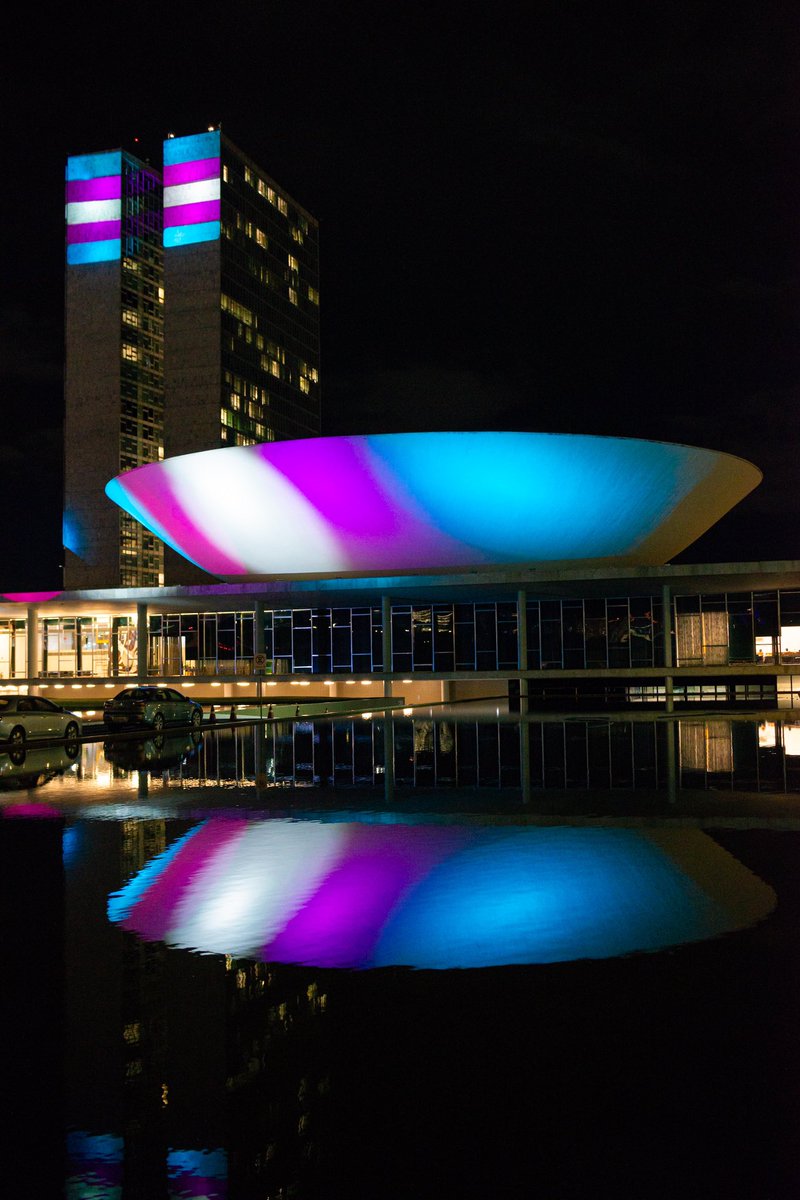ErikakHilton's tweet photo. VIVA AS NOSSAS EXISTÊNCIAS 🏳️‍⚧️

O Congresso Nacional, em celebração ao Dia Nacional da Visibilidade Trans, acaba de ser iluminado com as cores da nossa bandeira.

A iluminação especial, feita por solicitação do meu mandato e da querida @DudaSalabert, não é apenas uma celebração.

É um compromisso de que, mesmo em um Congresso conservador e que se coloca contra o avanço dos nossos direitos, ninguém apagará nossa luz, e nós continuaremos sempre lutando e avançando pela existência plena e a vida digna de cada pessoa trans deste país.

Que venha mais um ano de muito trabalho em prol da nossa comunidade e de todas as pessoas marginalizadas do Brasil.