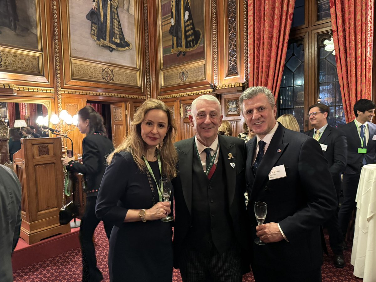 Honored to attend the reception hosted by The Rt Hon. Sir Lindsay Hoyle at Speaker’s House, Palace of Westminster. A remarkable evening. 🇽🇰 &amp; 🇬🇧