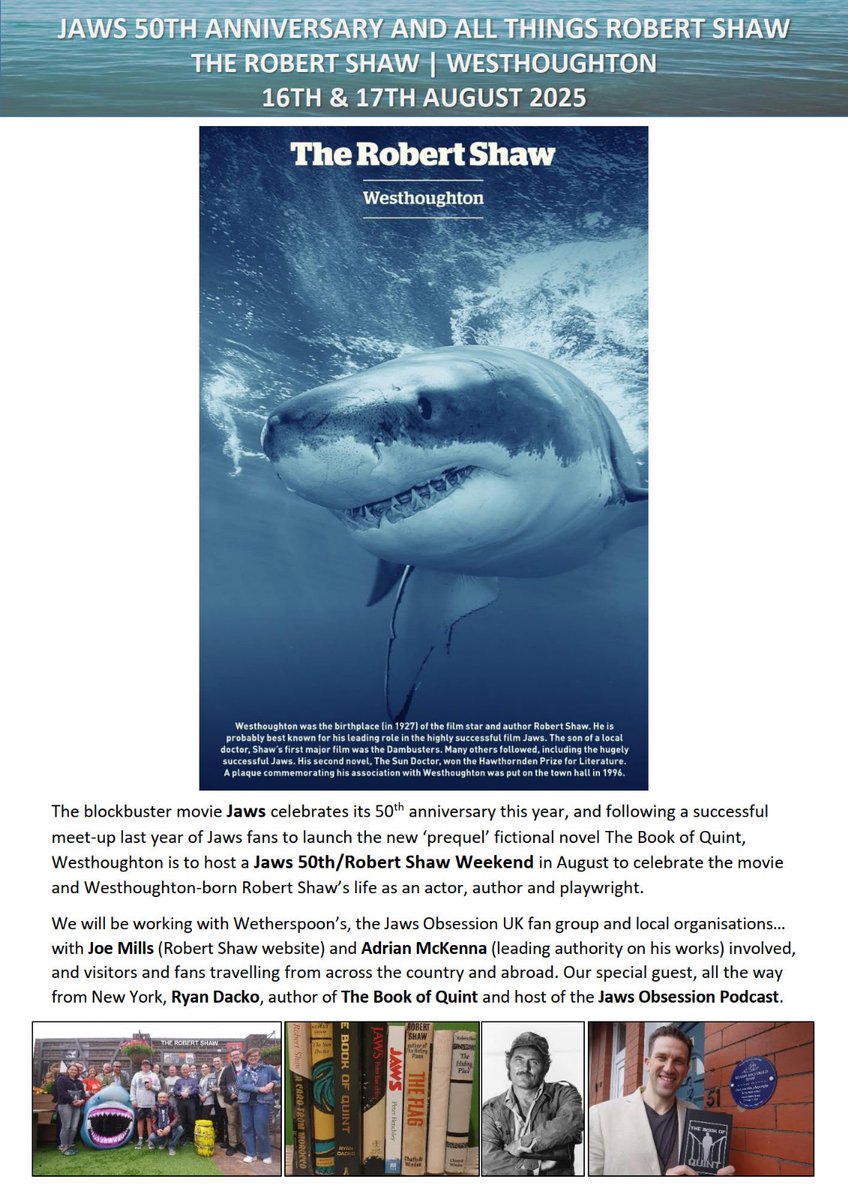 JawsObsessionUK's tweet photo. Flyers up. #Jaws50th #RobertShaw https://t.co/umgWaISgG7