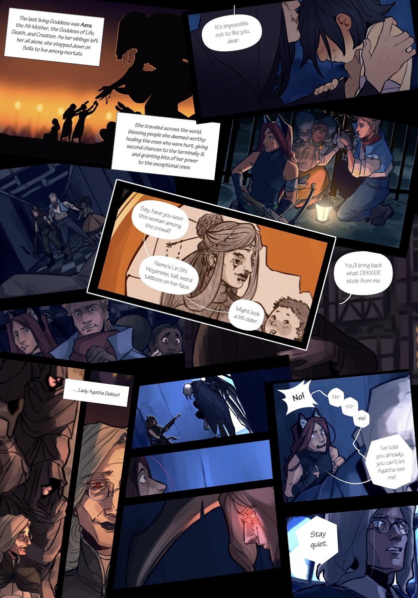 honeycakelion's tweet image. Guess what! Iโm alive! In fact, for over a year now (and for many years to come), Iโve been drawing a comic!
Check it out to meet all these people I've been posting about and see what's their problem &lt;3
thebloodofazra.com