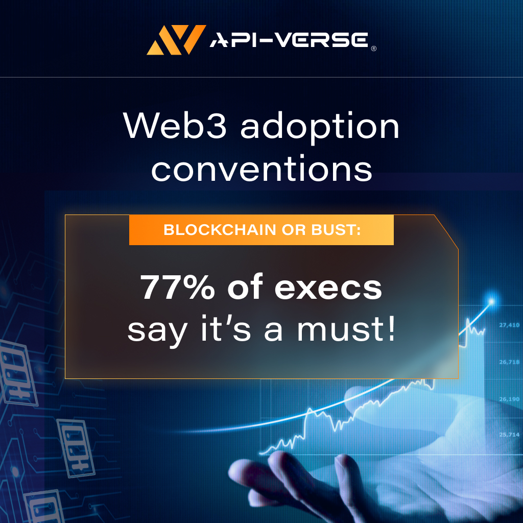api_verse's tweet image. 90% of businesses are/planning to be all-in on blockchain, and 77% of execs think skipping it is a one-way ticket to irrelevance 🕳️💼 
Are you building on the chain or falling behind? The future’s decentralized. Don’t get left in the dust! 
And API-Verse is your way to enter…