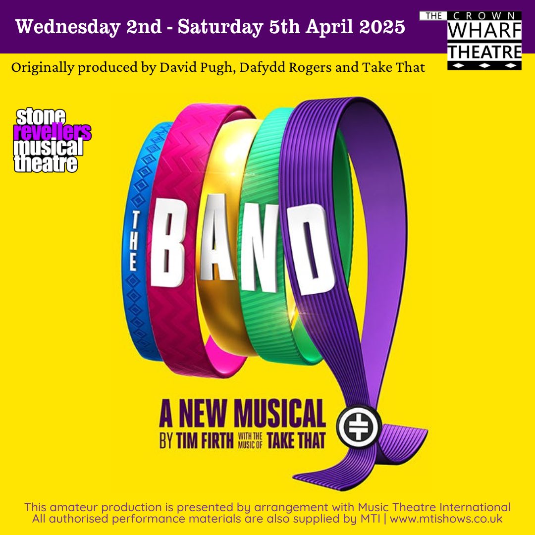 NOW ON SALE 🚨

This April we welcome THE BAND - The New Take That Musical.

Guaranteed to fill you with joy, this musical will be one that you'll Never Forget.

Available ONLY at the Crown Wharf Theatre Box Office (crownwharftheatre.org.uk). 

@stonerevellers