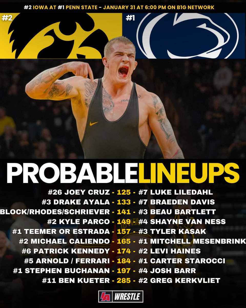 IAwrestle's tweet photo. Probables for the big one this Friday night.

Score predictions??

#IAwrestle X #iahswr https://t.co/IAPrqygsfl