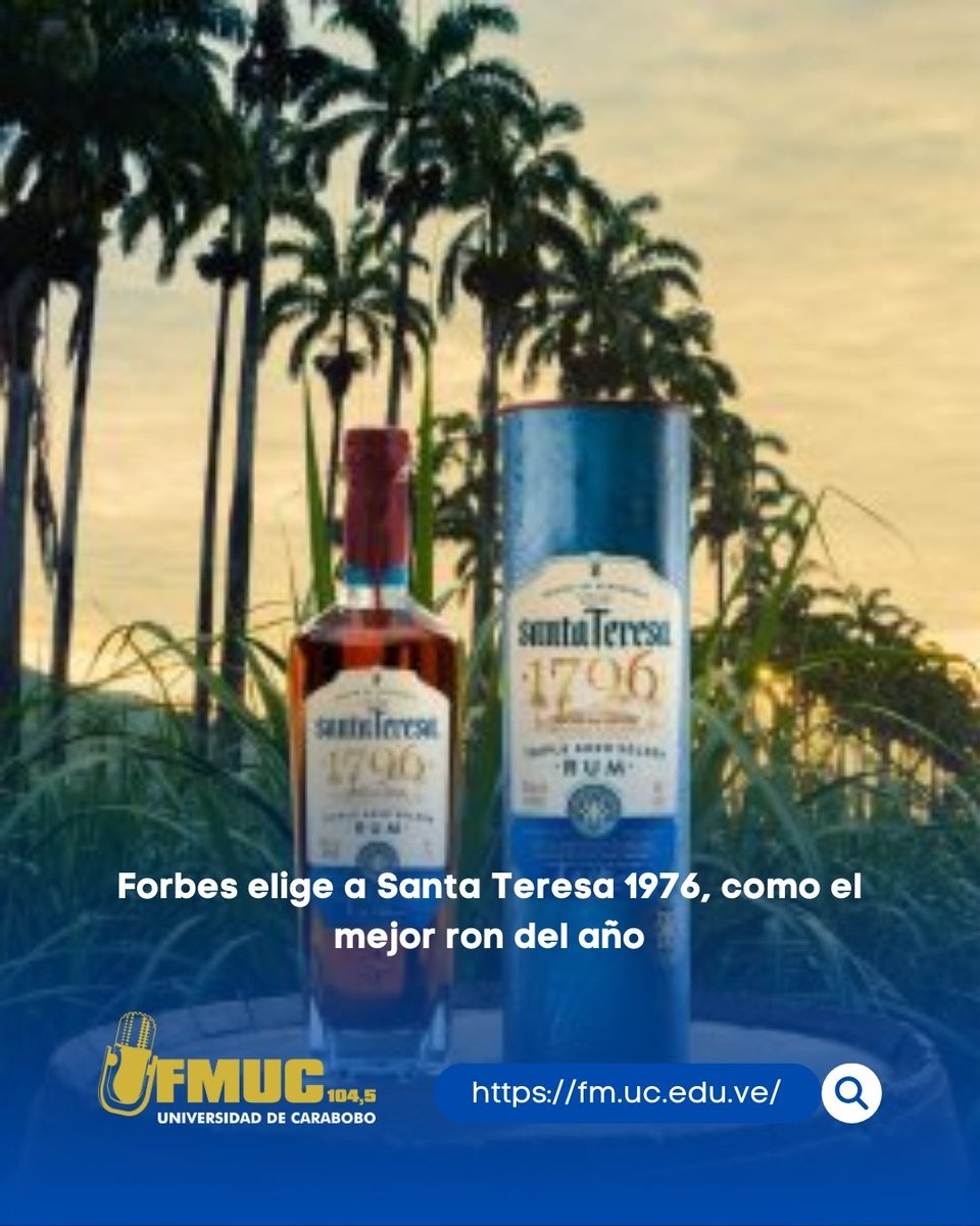 FM_UC's tweet photo. #NoticiasFMUC || Forbes elige a Santa Teresa 1976, como el mejor ron del año.

🔗https://t.co/sYFB6azdHl

#Noticias https://t.co/NBheiNTOOU