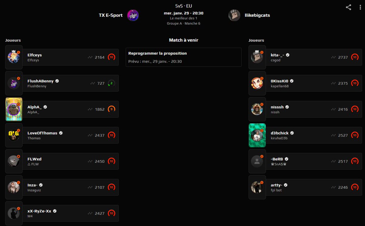 Prochain match ESEA :

Team TX E-sport T CS2 ⚫ 🟣 🔥 
DATE :  29/01/25 
TOP DÉPART : 20h30
🆚 IIikebigcats

GOGOGO c'est ce soir !
#TXEsport #CS2 #tournament #ESEAOPEN10