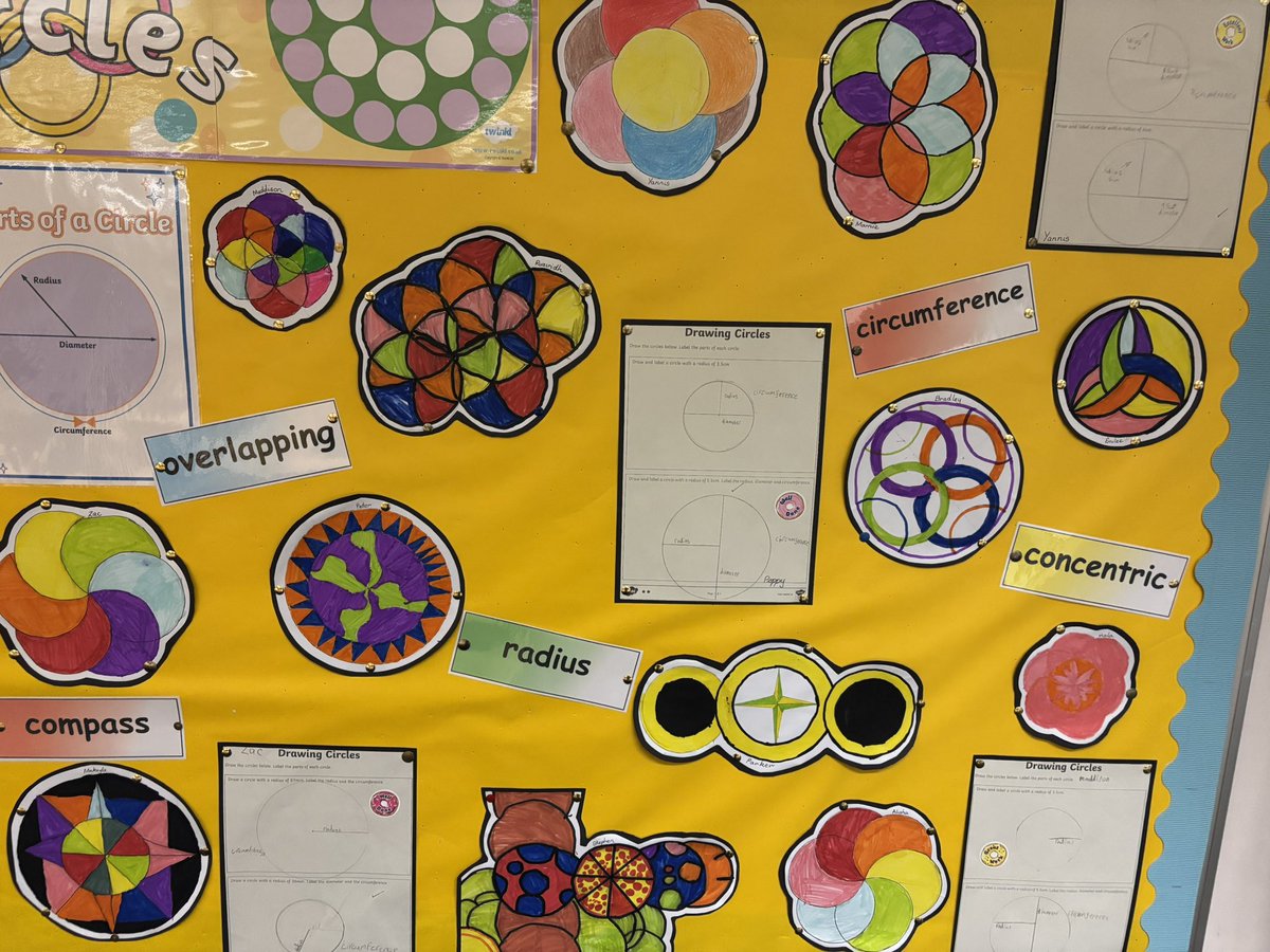 AntoninePrimary's tweet photo. P6 have been learning about the properties of the circle. They have also created some artwork using a compass. #mathsacrosslearning https://t.co/9A6MVAfSLH