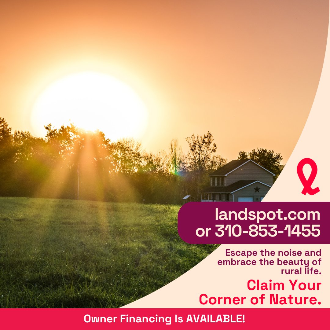 landspot_com's tweet photo. 🌿 Claim Your Corner of Nature

Step away from the hustle and bustle and immerse yourself in the tranquility of rural living. 🌄🏡 https://t.co/GSqxB1I953