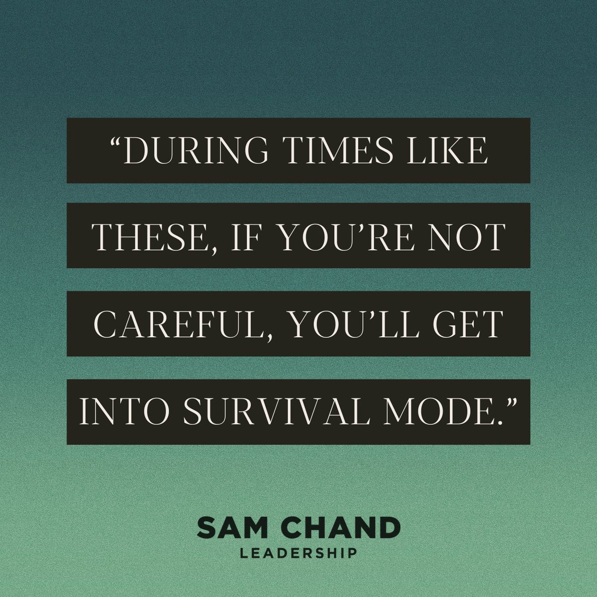 Survival mode makes us only care about ourselves, and make decisions based on our own wellbeing. But it’s not just us! During crisis, every decision we make impacts those around us, as well. #SamChand #Leadership #SurvivalMode #Perspective #Strategy