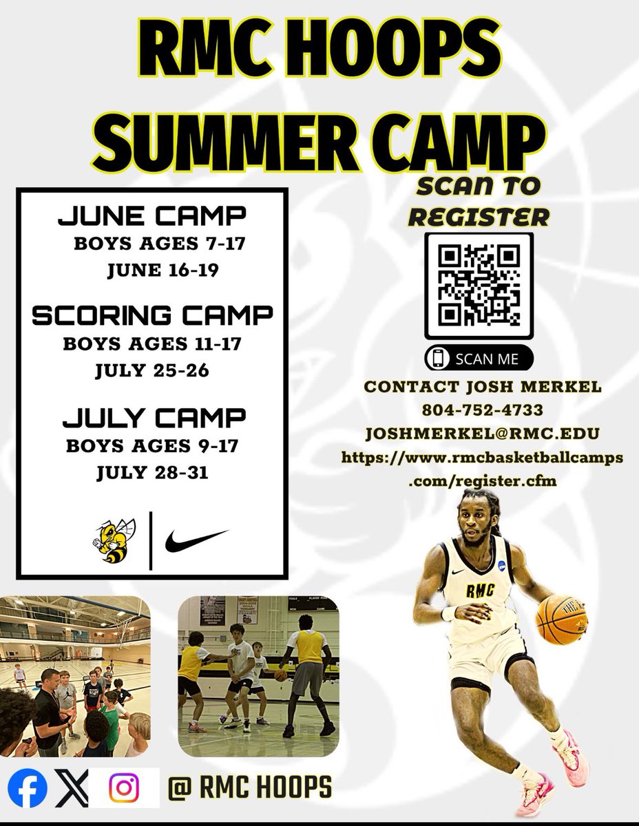 Camp season is quickly approaching!

Join the Josh Merkel Basketball Camps at Randolph-Macon College. Multiple day camp in June and July and the overnight option in July.  Best week of their summer!

Find more information and to register visit RMCBasketballcamps.com