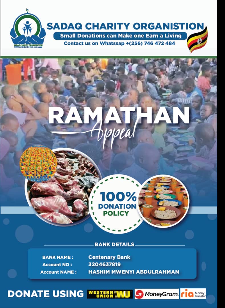 Assalam Alaikum Walahumatullah wabarakatuh brothers and sisters. Donate with us this Ramadan. lets make this Ramadan easier for the Orphans and the most needy Muslim brothers and sisters . Whatsapp+256746472484