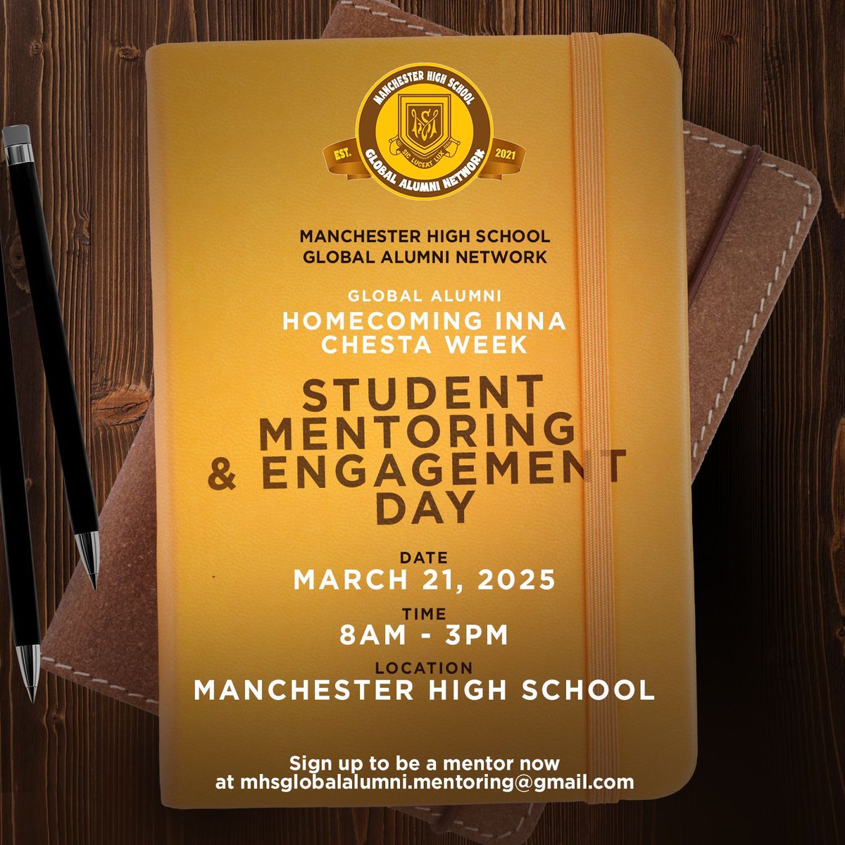 MHS_GlobalAlum's tweet photo. 👥 Make a Difference at Mentoring Day 🤝!
As part of Homecoming Inna #Chesta Week, on March 21, 2025 between 8AM and 3PM, we are inviting alumni back to Manchester High School as mentors to share their wisdom, experiences, and career paths with current students. https://t.co/QVSUJbHdvL