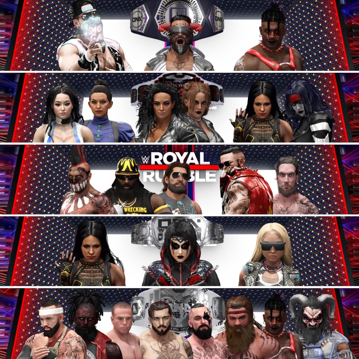 Nerd_Acumen's tweet photo. The countdown to the rumble begins now! Thursday night on https://t.co/MxQTRyuEZk will be our biggest PPV event of the year, so far. Guaranteed

Join us live!
*not pictured, 10 man mitb, 20 woman rumble, 30 man rumble 

@topfans @wwe @wwegames #wwe2k25 https://t.co/ZRg3F4Vocx